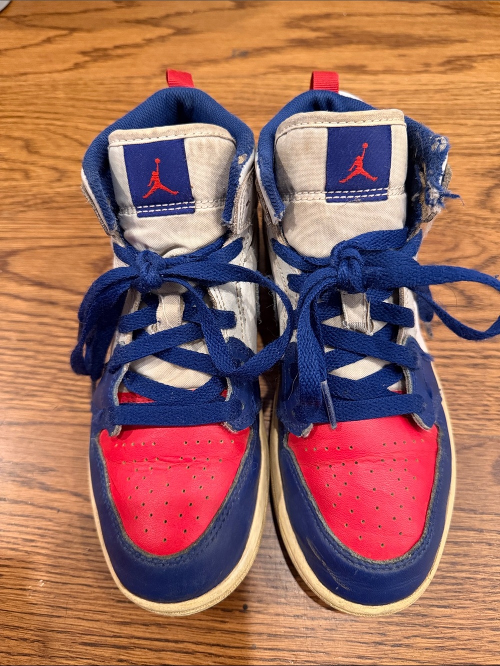 Jordan Kids High-Top Sneakers in Red, Blue & White